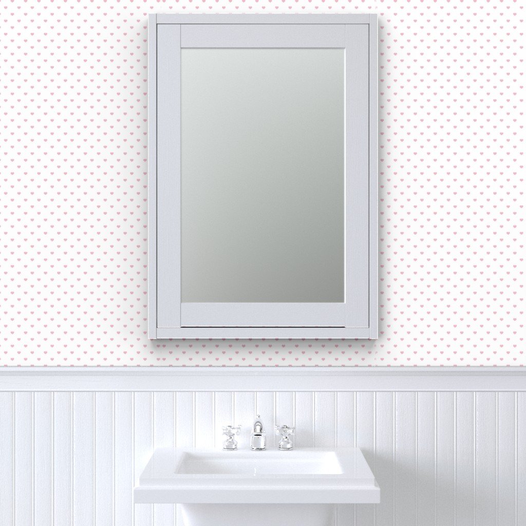 Mini Cotton Candy Pink Valentines Polkadot Love Hearts on White Wallpaper cotton candy wallpaper