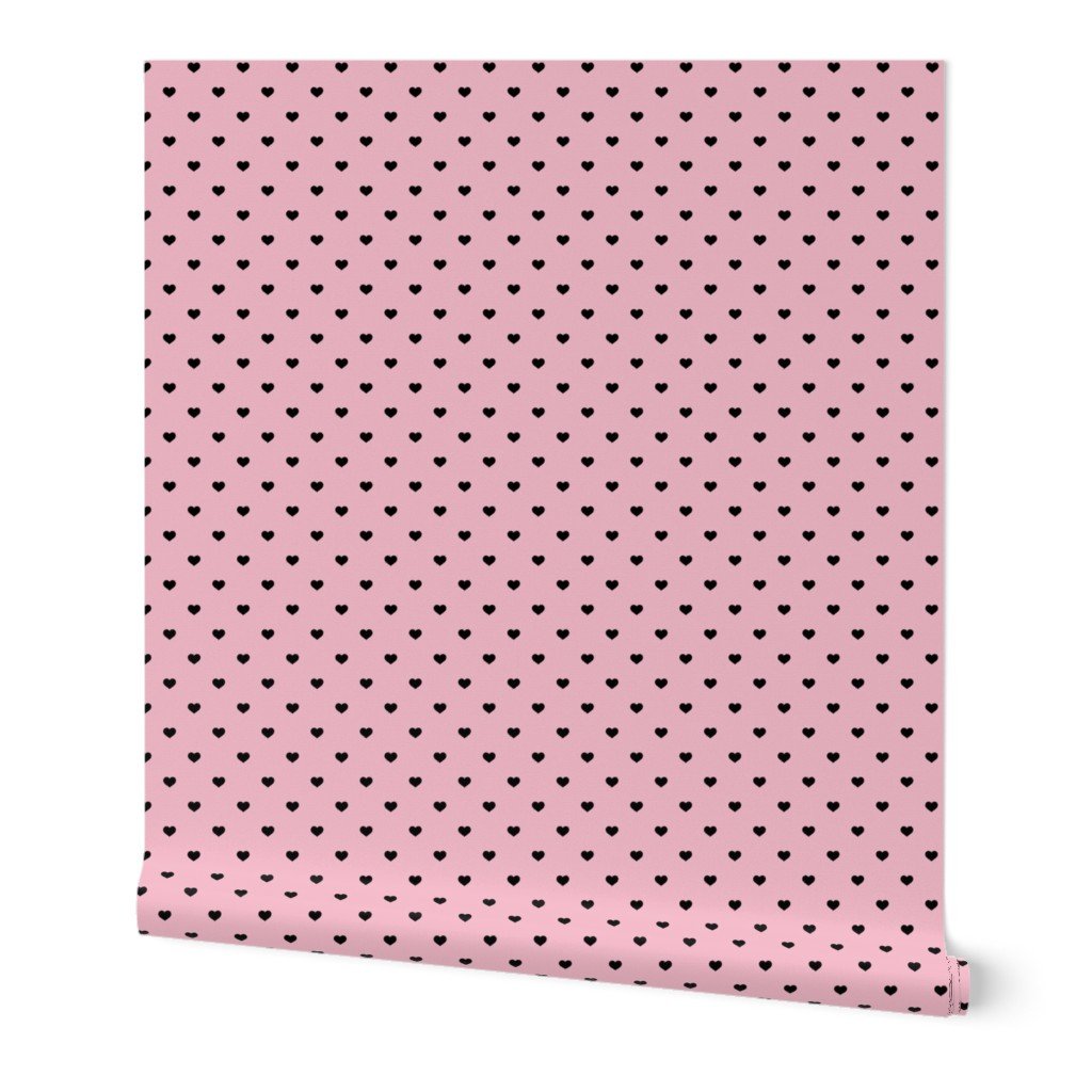 Mini Black Valentines Polkadot Love Hearts on Cotton Candy Wallpaper cotton candy wallpaper
