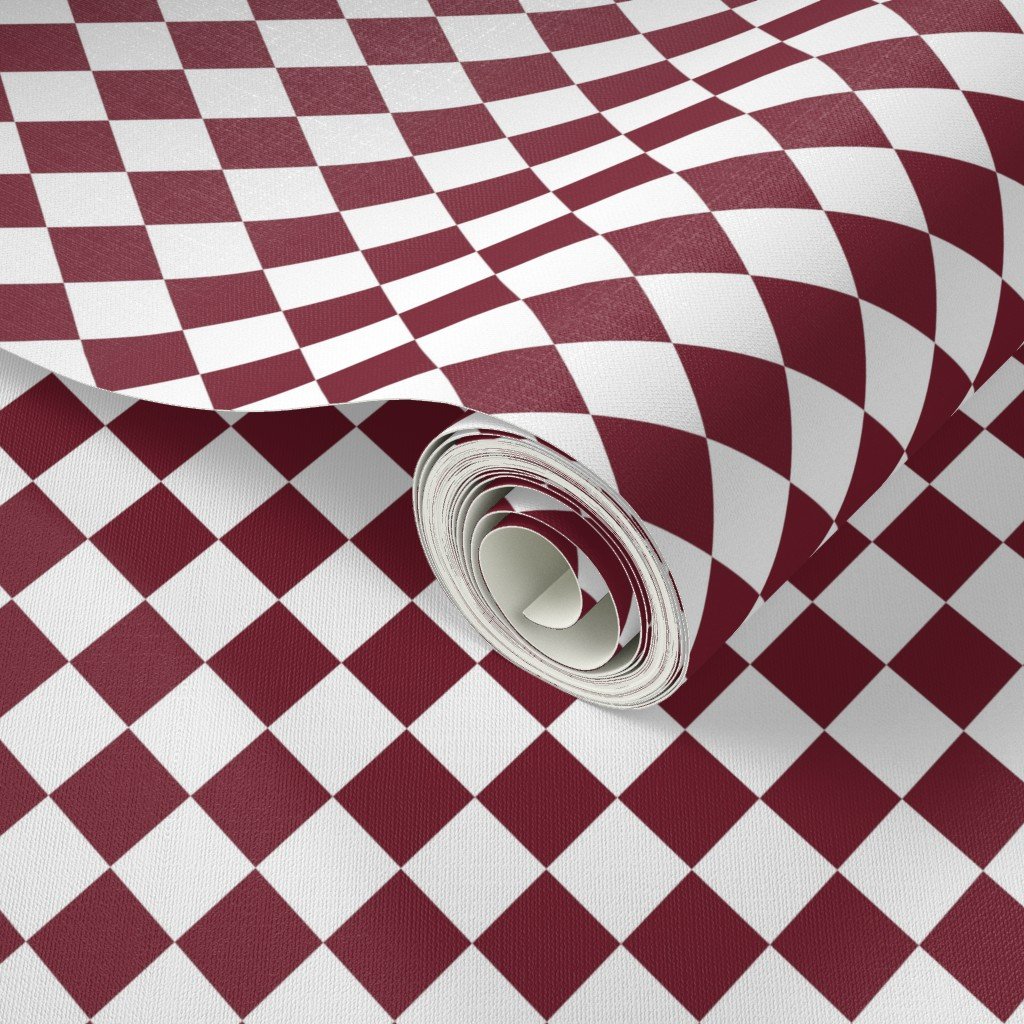 Small Wine and White Diamond Harlequin Check Pattern Design Collection Home Decor Collection diamond pattern wallpaper