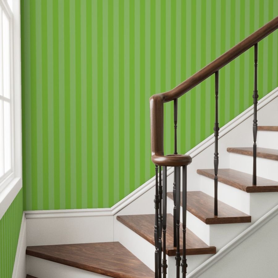 Lime and Faded Lime 2 Inch Vertical Cabana Stripes Wallpaper vertical stripe wallpaper