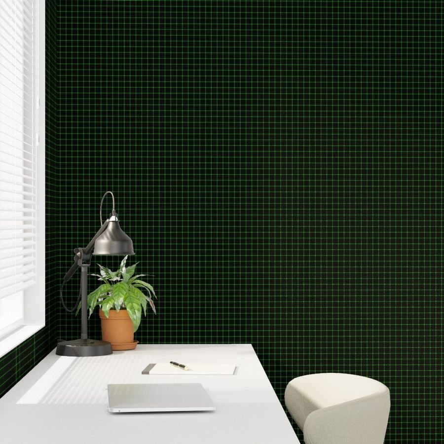 Small Matrix Optical Illusion Grid in Black and Neon Green Wallpaper black wallpaper