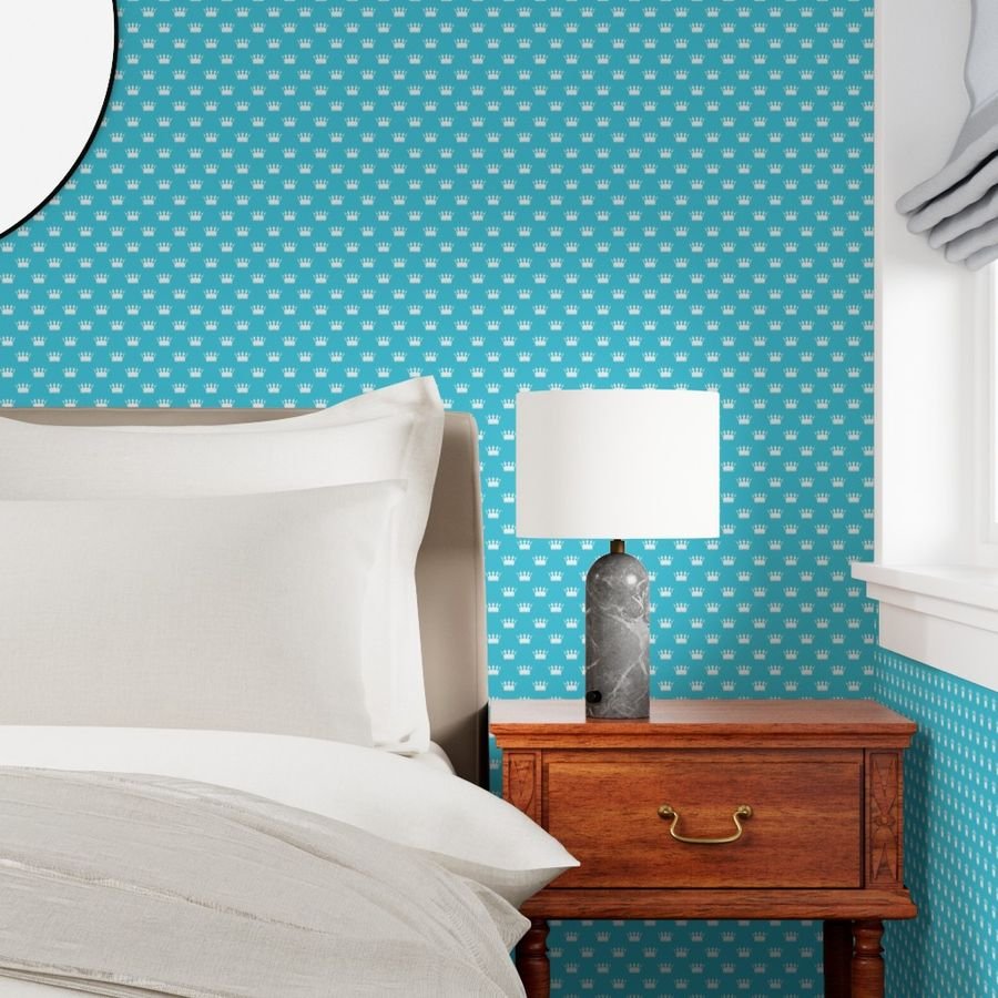 Mini Turquoise with Pale Grey Crowns Turquoise Wallpaper crowns wallpaper
