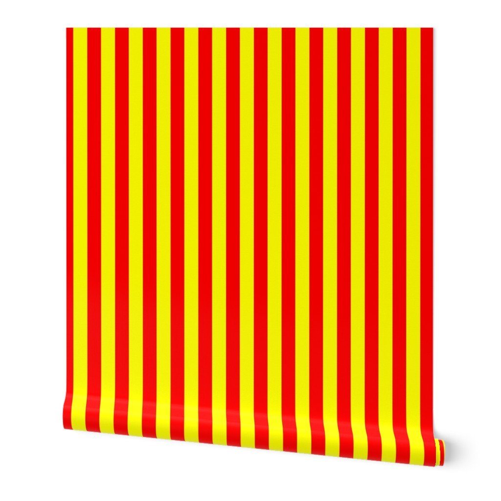 One Inch Vertical Red and Yellow School Colors Stripes Wallpaper red yellow stripe wallpaper