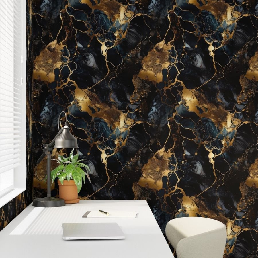 Black and Gold Alcohol Ink 1 Wallpaper metallic swirls wallpaper