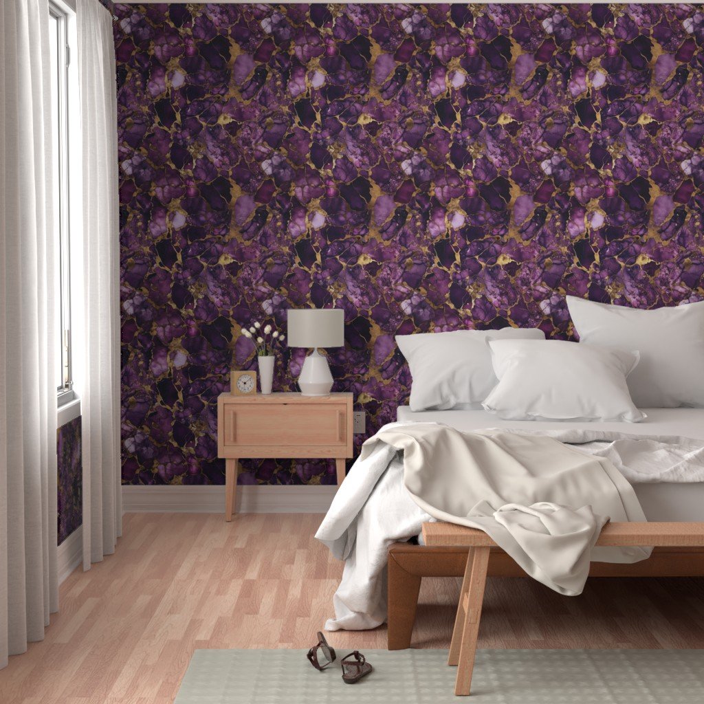 Amethyst and Gold Alcohol Ink 4 Wallpaper metallic swirls wallpaper