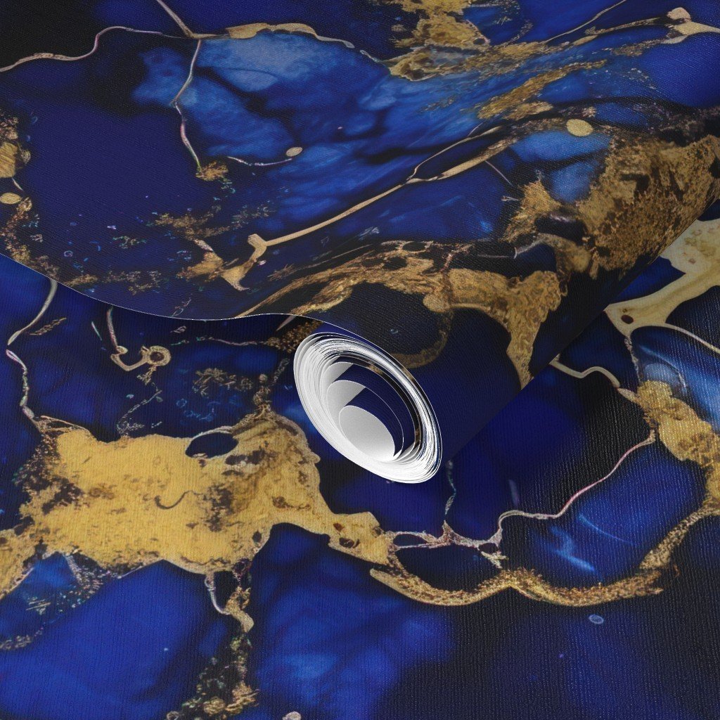 Cobalt Blue and Gold Alcohol Ink 3 Wallpaper alcohol ink wallpaper