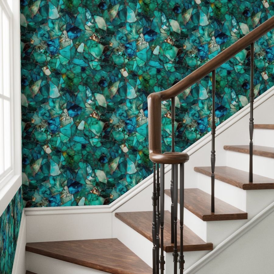 Green and Blue Seaglass 2 Wallpaper blue glass wallpaper