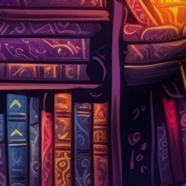 Witch Spooky Neon Halloween Books on Library Spell Book Shelf Home Decor Collection Decor Collection books of spells fabric design