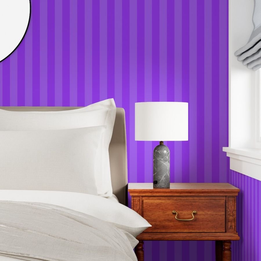 2 inch Day Glo Purple Cabana Stripe Wallpaper vertical stripe wallpaper