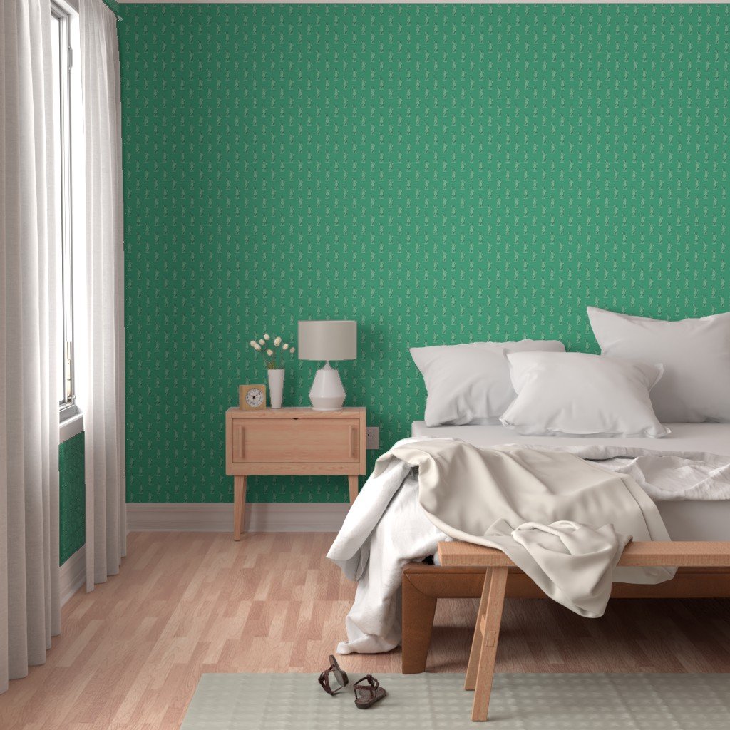 Mini Lady Liberty Statues Repeat in Beguiling Green Wallpaper green color wallpaper