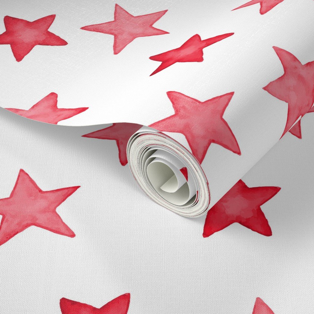 Large Faded Red Christmas Stars on White Wallpaper star print wallpaper
