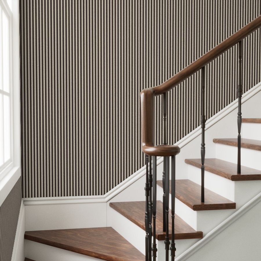 Half Inch Pencil Stripes Cream and Chocolate Wallpaper picnic stripes wallpaper