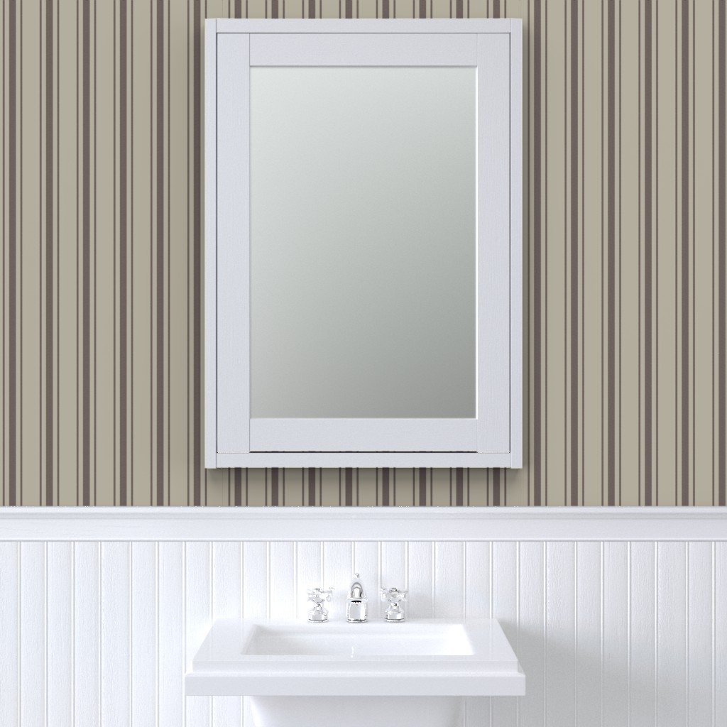 Chocolate on Beige French Provincial Mattress Ticking Wallpaper provincial ticking wallpaper