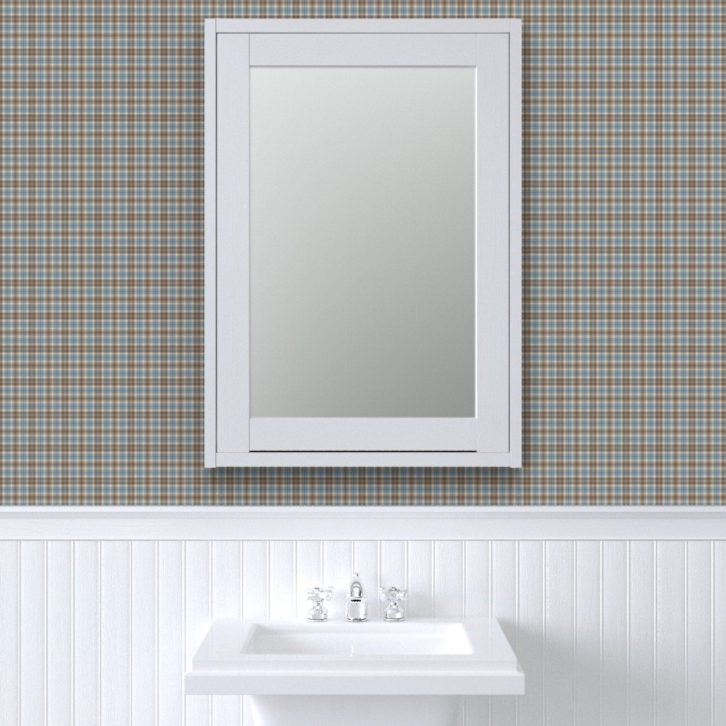 Cream with Beige and Blue French Provincial Tartan Wallpaper tartan plaid wallpaper