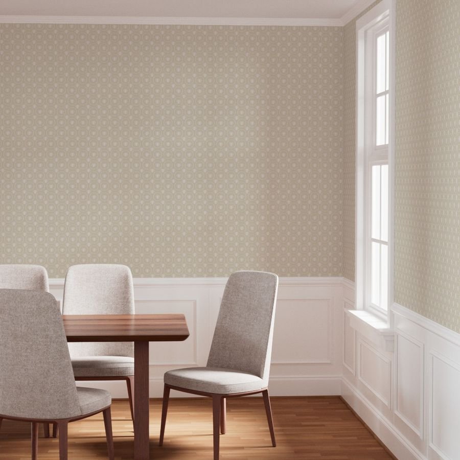 Small French Provincial Bees in Laurel Wreaths in White on Cream Wallpaper queen bee wallpaper