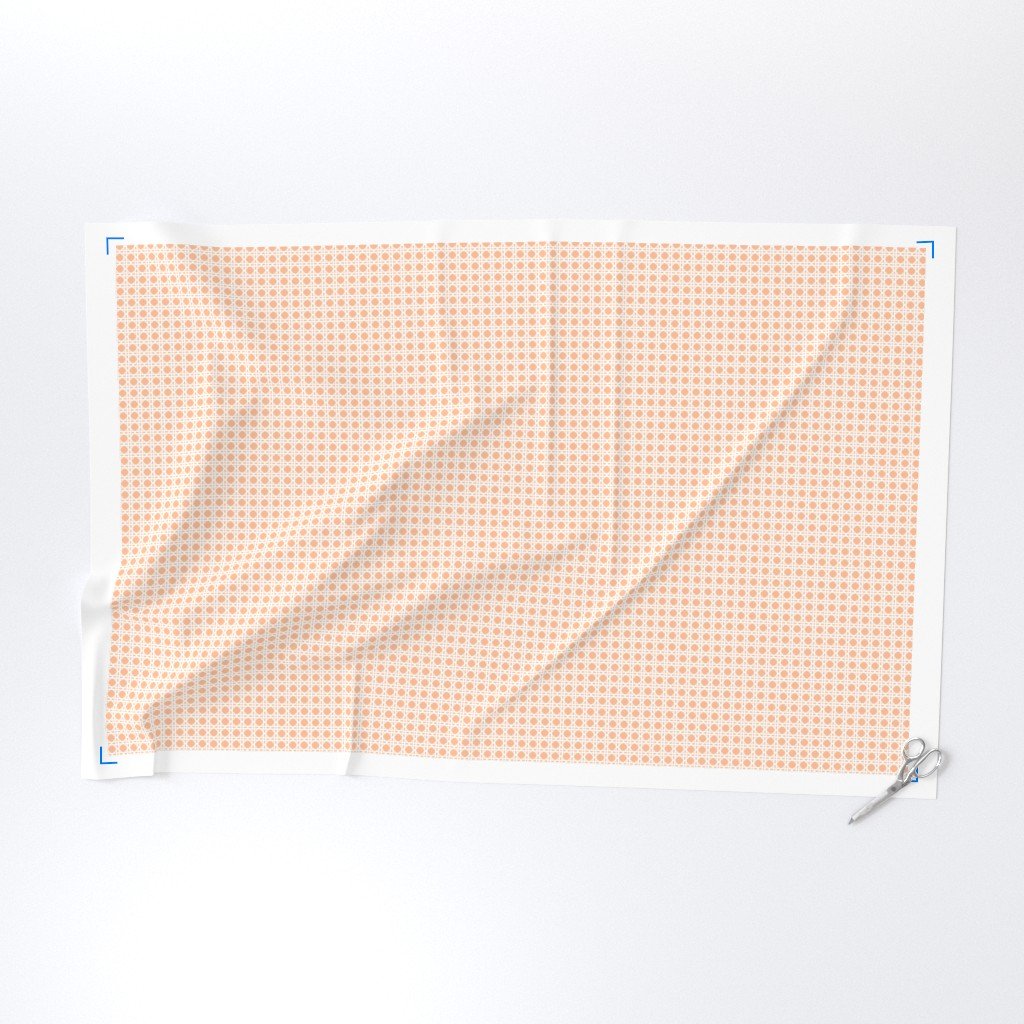 White Caning Wicker Rattan Pattern on Peach Fuzz Color of the Year 2024 Fabric peach caning fabric