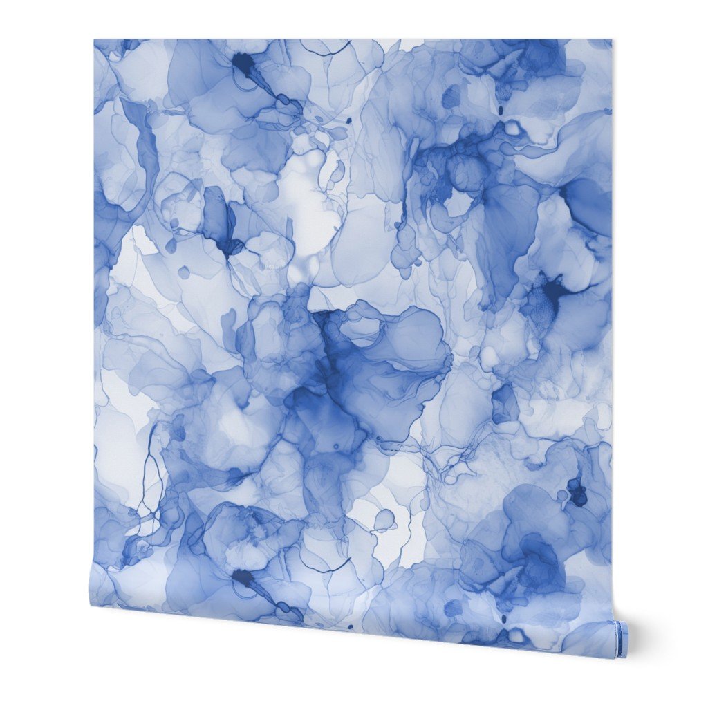 Alcohol Liquid Ink Swirls in Light Blue Porcelain Glaze Wallpaper light blue glaze wallpaper