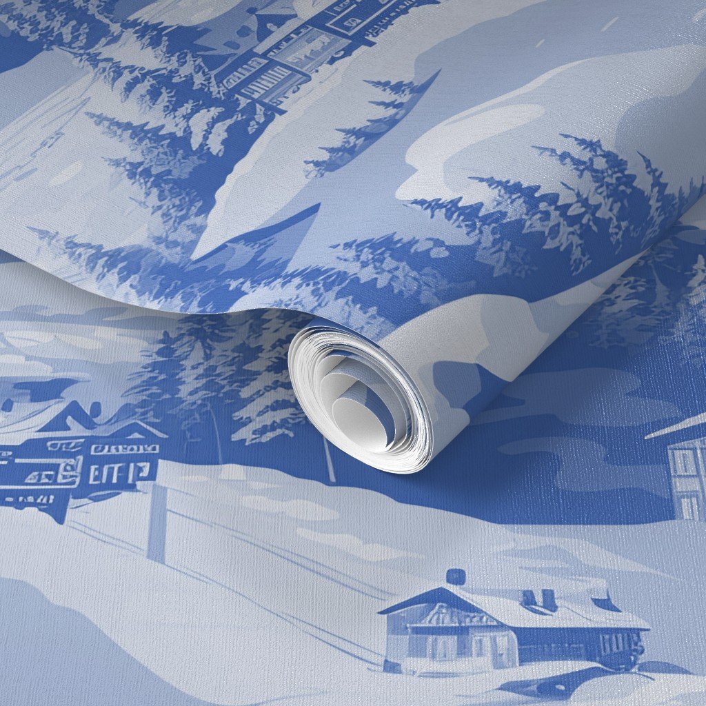 Small Montana Winter Cabins Montana with Evergreens in Mid China Blue Wallpaper winter forest wallpaper