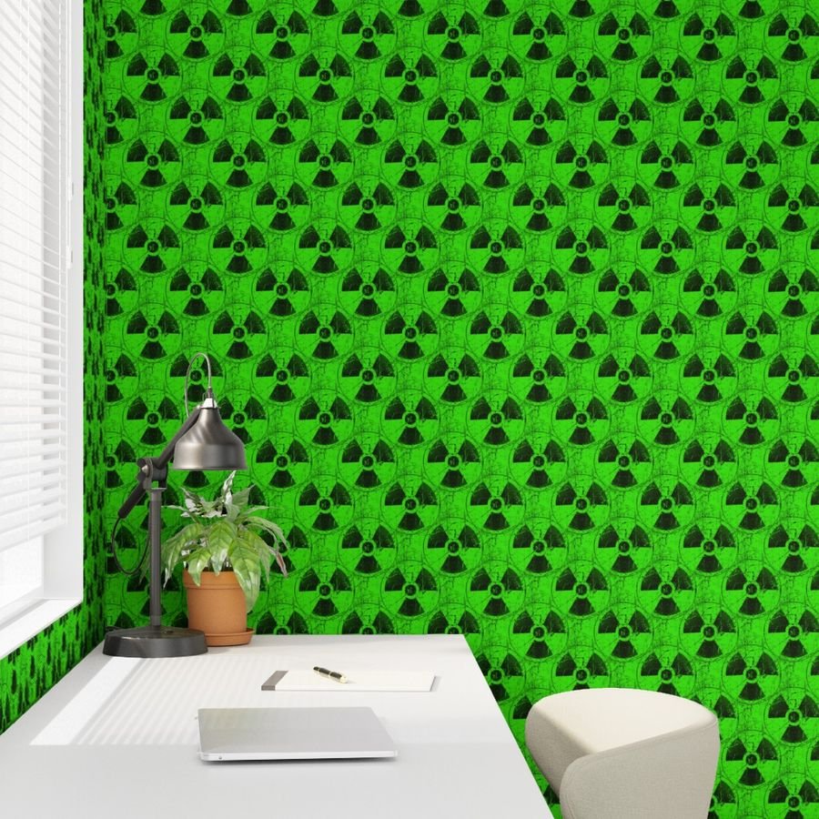 Green and Black Radioactive Hazmat Grunge Pattern Wallpaper nuclear hazard wallpaper