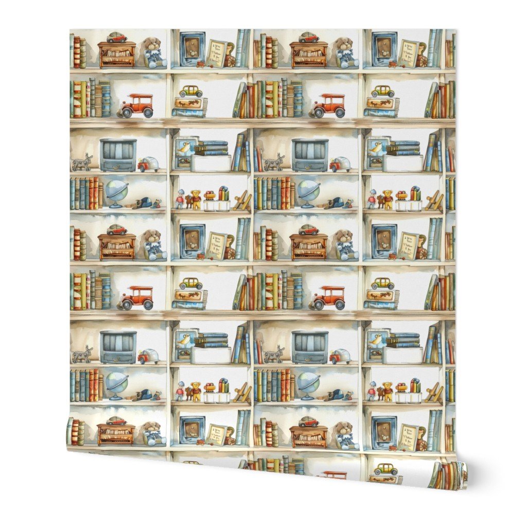 Vintage Bookcase with Classic Boys