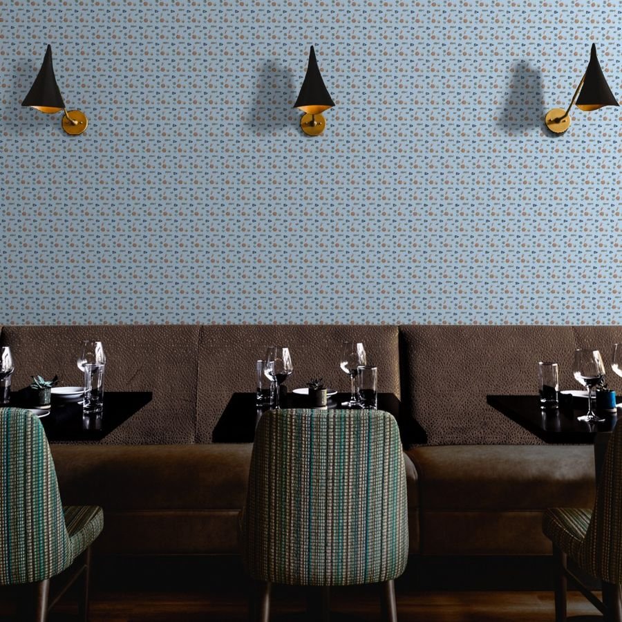 Nantucket Island Symbols and Motifs in Mini on Blue Wallpaper nantucket lightship wallpaper