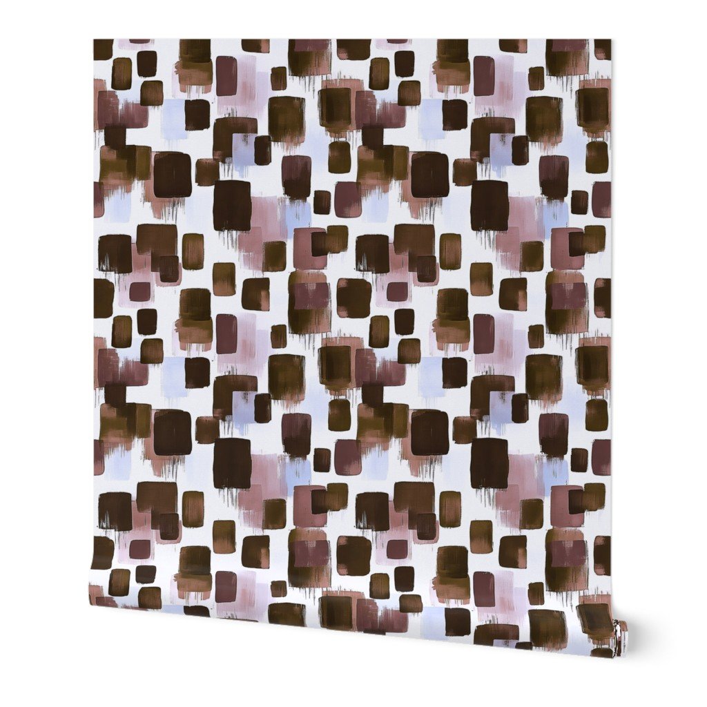 Abstract Earthy Brushstroke Blocks in Brown and Mauve Wallpaper brown wallpaper