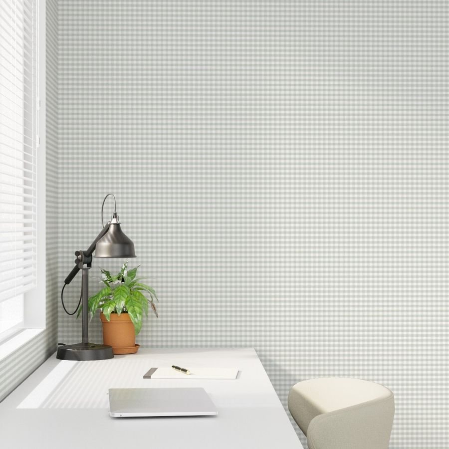 Pale Sage Gingham Check Plaid Pattern Design Collection Home Styling Collection checkered wallpaper