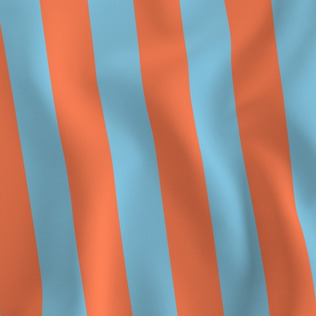 Bold Coastal Classic Coral and Sky Blue Cabana Tent Stripe Fabric coastal fabric