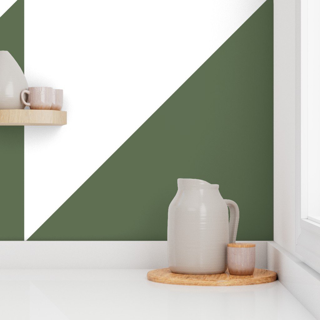 Bold Olive and White Oversized Geometric Triangle Wallpaper bold wallpaper