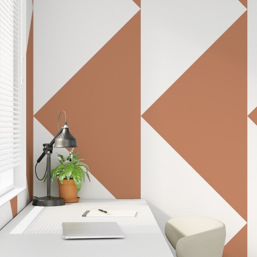 Bold Soft Clay and White Oversized Geometric Triangle Wallpaper abstract wallpaper