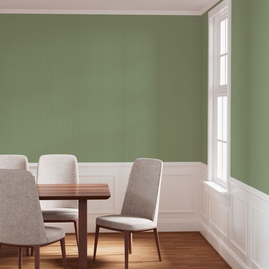 Tonal Sage Green Tailored Ticking Stripe Cottage Farmhouse Small Scal Wallpaper tonal stripe wallpaper