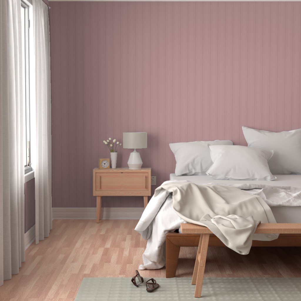 Tonal Dusty Rose Tailored Ticking Stripe Cottage Farmhouse Wide Strip Wallpaper wide stripe wallpaper