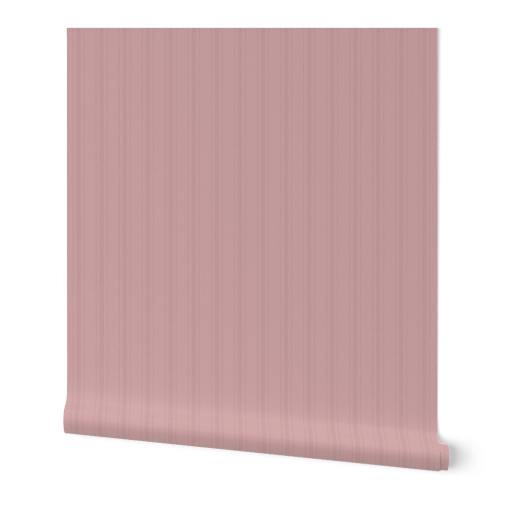 Tonal Dusty Rose Tailored Ticking Stripe Cottage Farmhouse Small Scal Wallpaper tonal stripe wallpaper