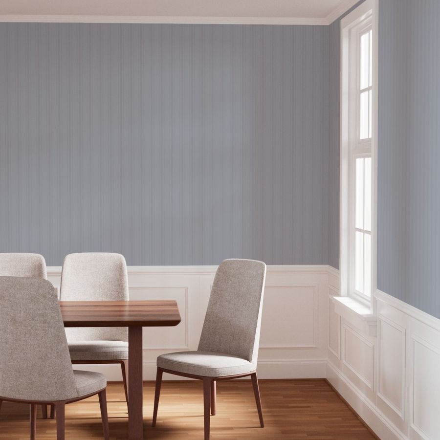 Tonal Cool Gray Tailored Ticking Stripe Cottage Farmhouse Wide Stripe Wallpaper wide stripe wallpaper