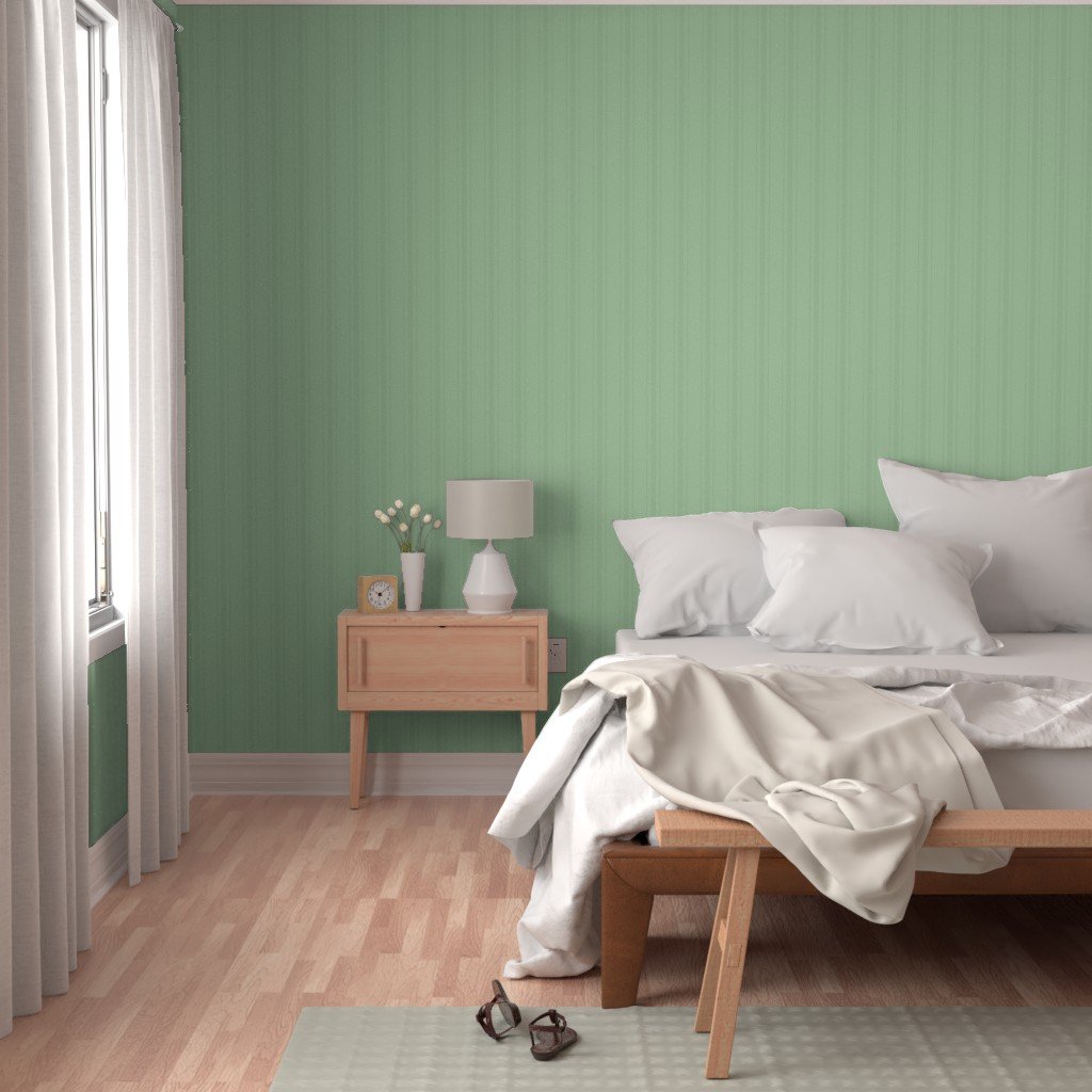 Tonal Fresh Green Tailored Ticking Stripe Cottage Farmhouse Wide Stri Wallpaper wide stripe wallpaper