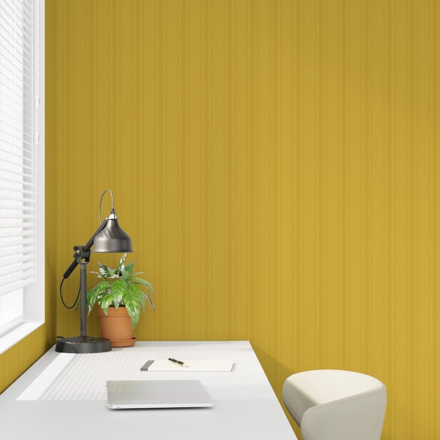 Tonal Gold Yellow Tailored Ticking Stripe Cottage Farmhouse Wide Stri Wallpaper yellow stripe wallpaper