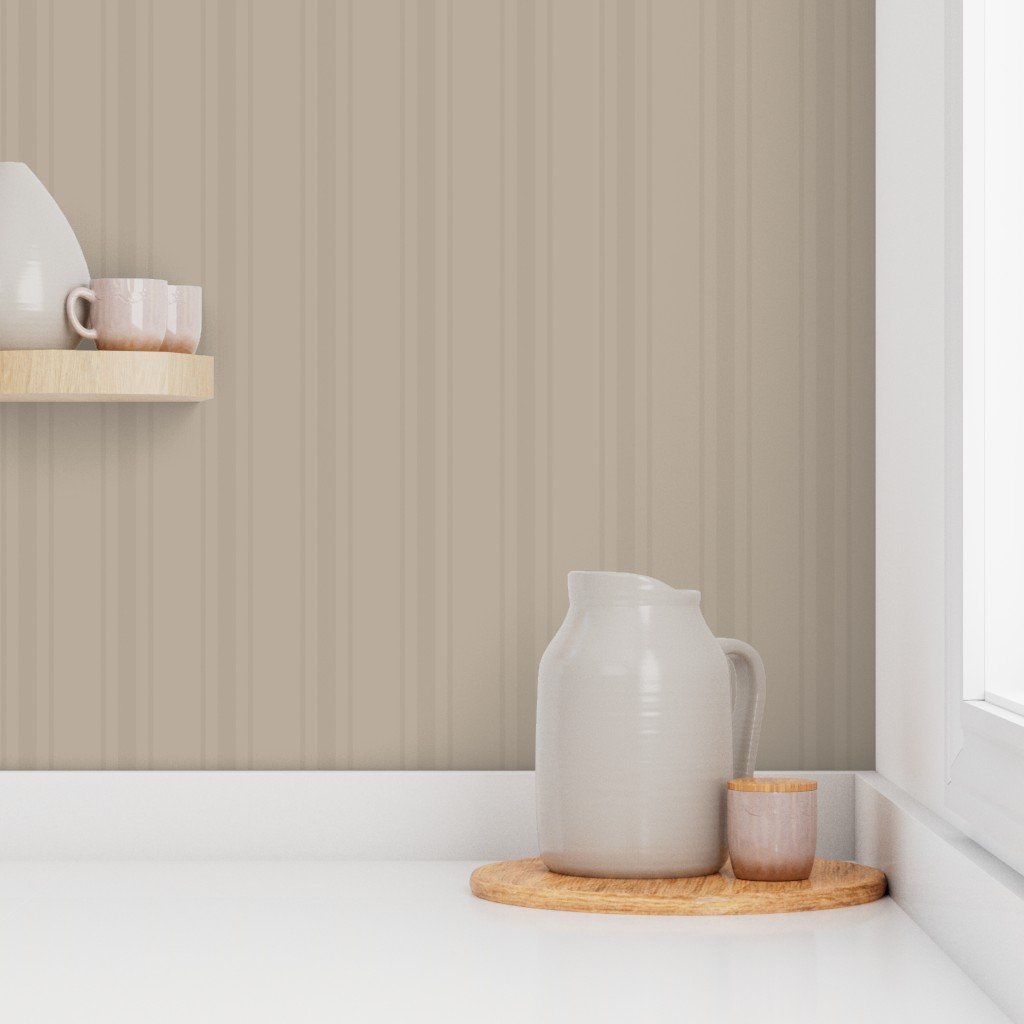 Tonal Taupe Tailored Ticking Stripe Cottage Farmhouse Wide Stripe Wal Wallpaper home decor wallpaper