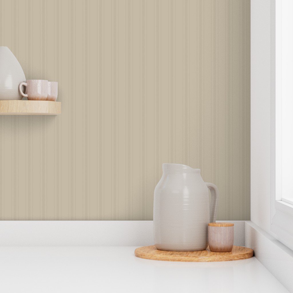 Tonal Mushroom Tailored Ticking Stripe Cottage Farmhouse Small Scale Wallpaper neutral stripe wallpaper