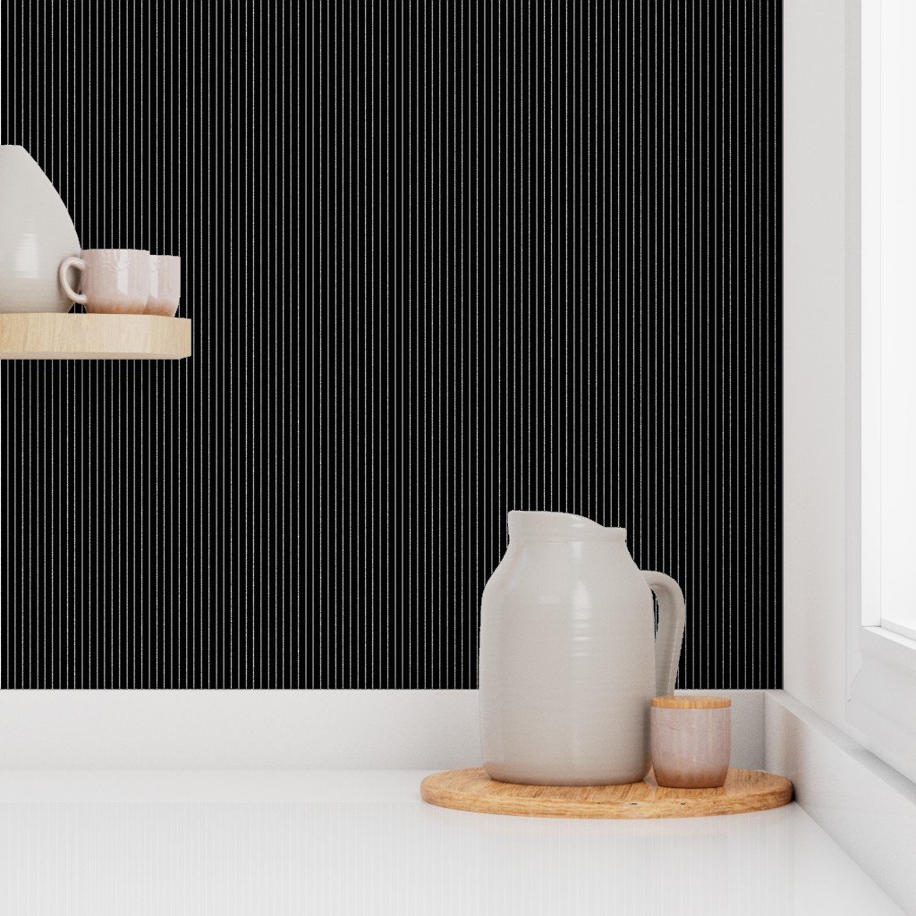 Classic White Pinstripe on Black Office Stripe Pattern Wallpaper office fabric wallpaper