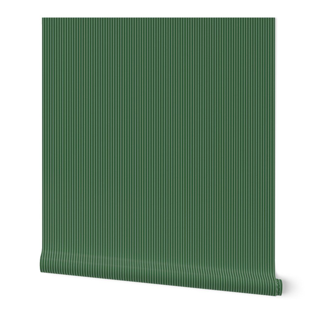 Classic White Pinstripe on Hunter Green Office Stripe Pattern Wallpaper office fabric wallpaper
