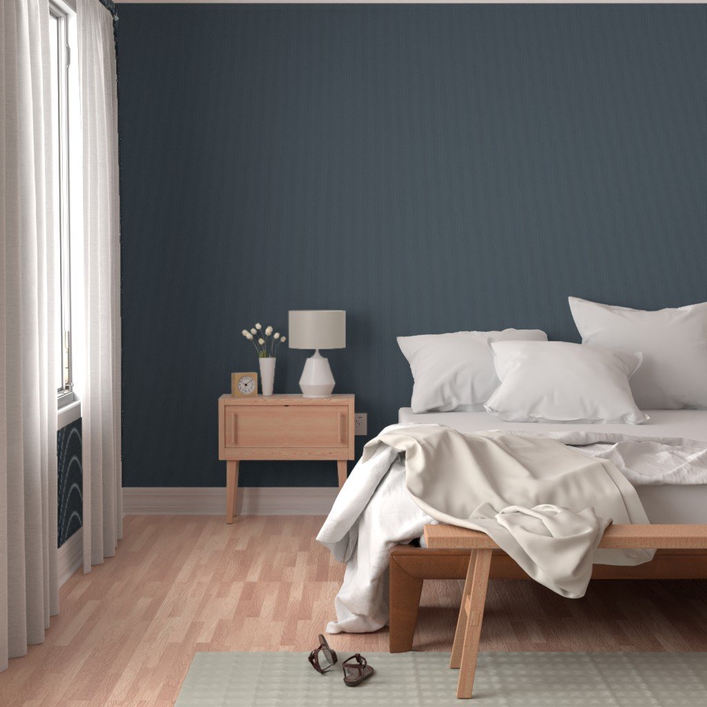 Classic White Pinstripe on Charcoal Gray Office Stripe Pattern Wallpaper office fabric wallpaper