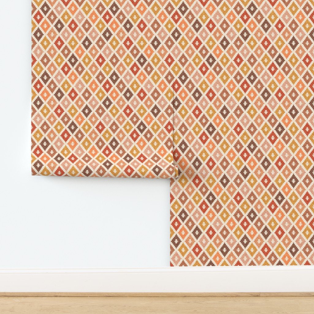 Hotel Cala Sol Sun Bleached Vintage Diamond Textile Design Collection Home Styling Collection warm tone wallpaper
