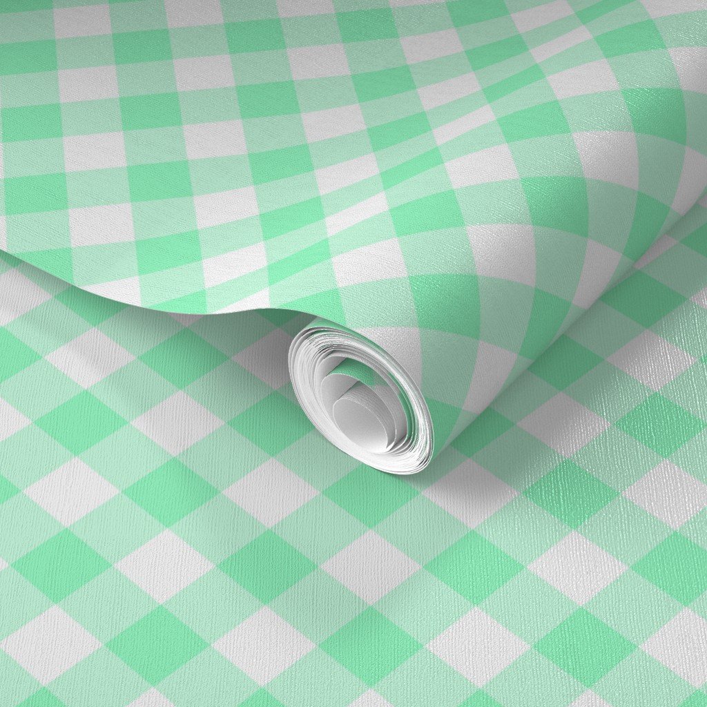 Mint Green Gingham Check Plaid Wallpaper cottagecore wallpaper