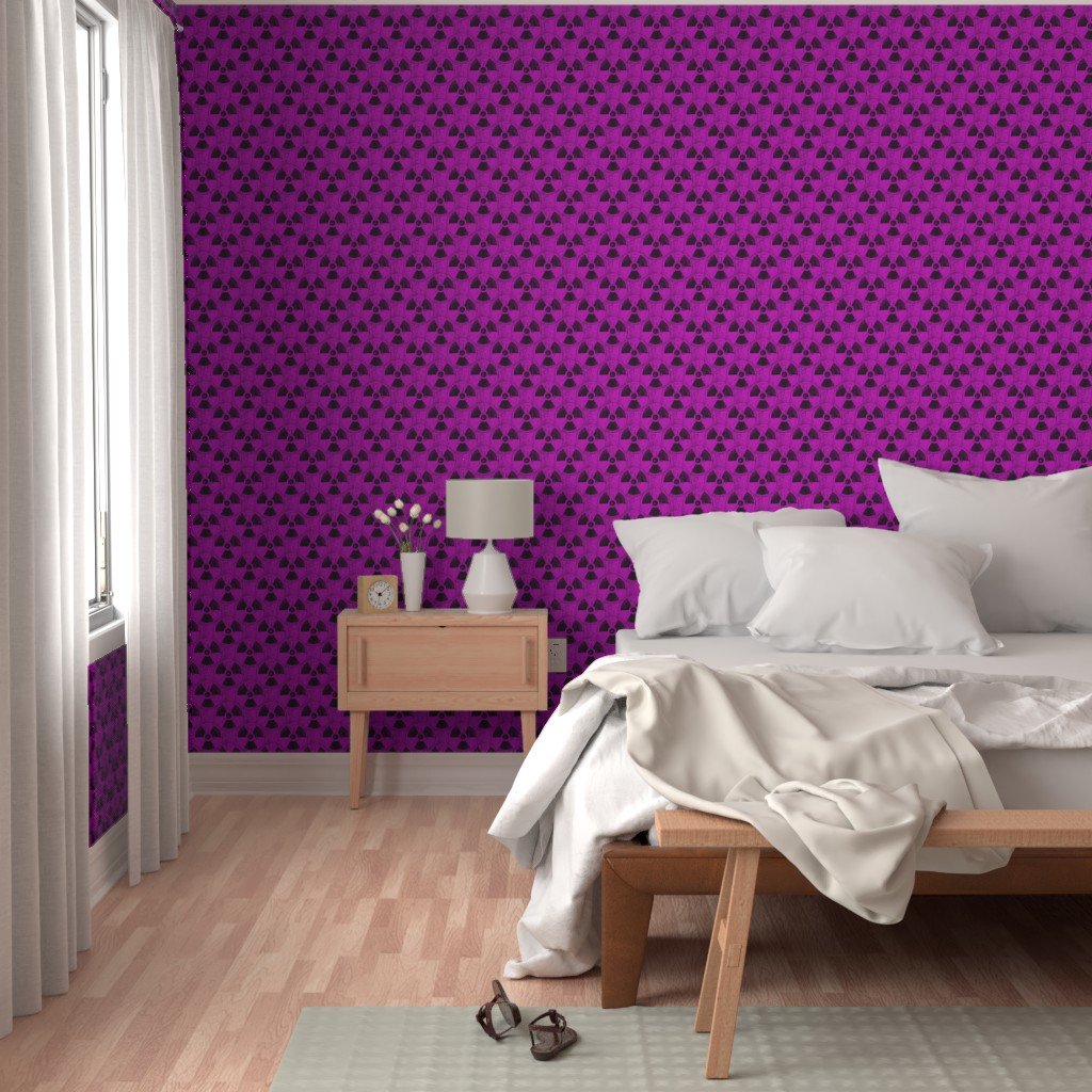 Hot Pink and Black Radiation Warning Grunge Pattern Wallpaper abstract wallpaper