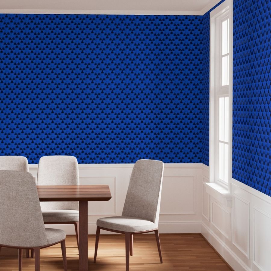 Electric Blue and Black Radiation Warning Grunge Pattern Wallpaper abstract wallpaper