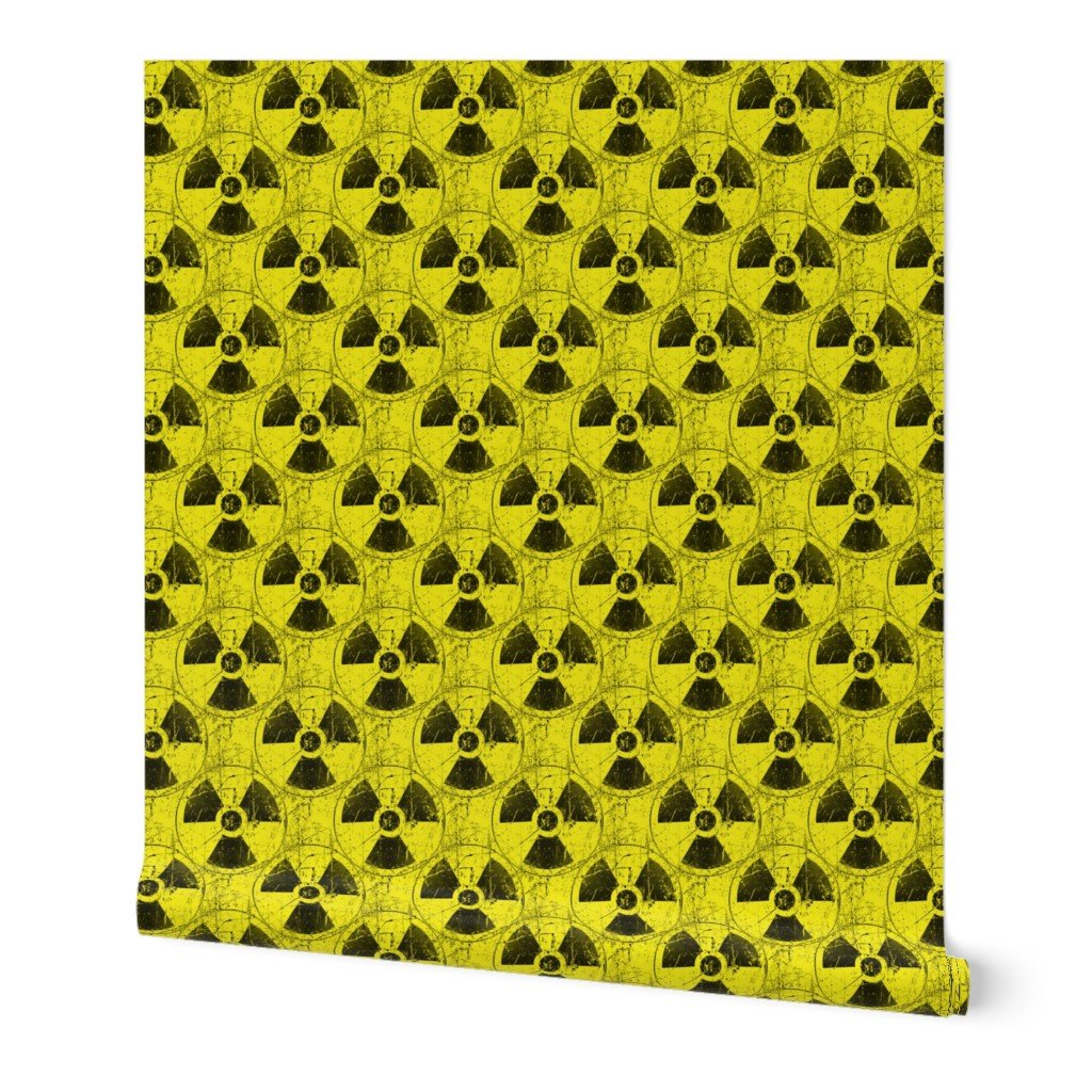 Toxic Yellow and Black Radiation Warning Grunge Pattern Wallpaper abstract wallpaper