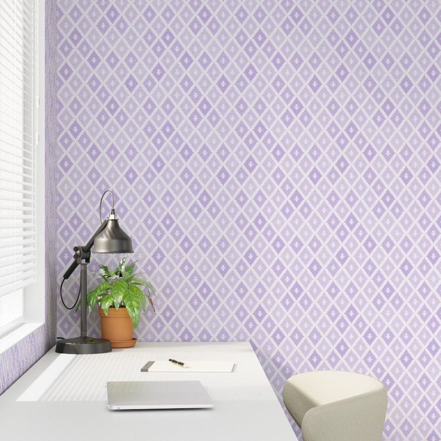 Small Sun Faded Mediterranean Diamond Pattern in Soft Orchid Lavender Decor Collection Interior Collection faded violet wallpaper
