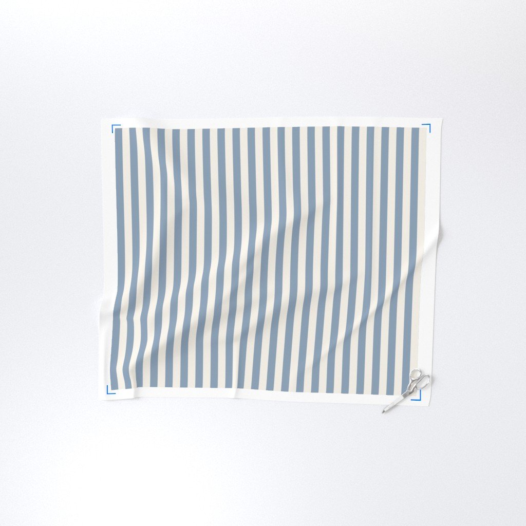 Classic Dusty Blue and Ivory One Inch Broad Stripe Pattern Fabric dusty blue fabric