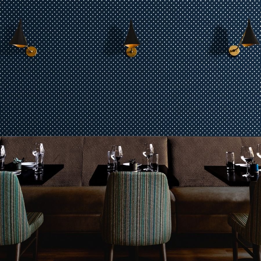 Mini White Polkadots on Navy Blue Wallpaper polka dot wallpaper