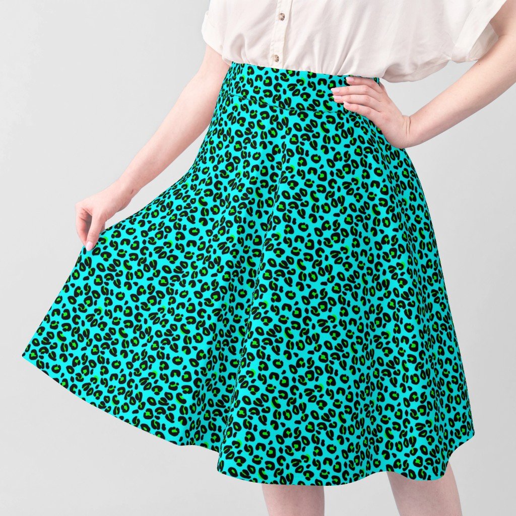 Leopard Spots Aqua Fabric lime and aqua fabric